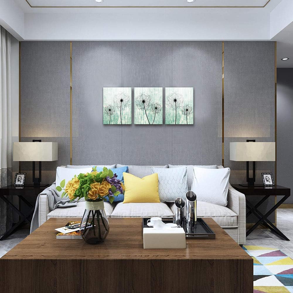 light green background Dandelion Canvas Wall Art Paintings for Living Room Canvas Print Wall Artworks Bedroom Decoration, 3 piece Framed office kitchen bathroom Wall decor posters Home Decorations