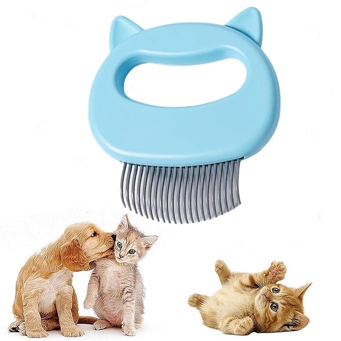 Cat Comb Pet Short Long Hair Removal Massaging Shell Comb Soft Deshedding Brush Grooming And Shedding Matted Fur Remover Massage Dematting Tool For Dog Puppy Rabbit (Blue)