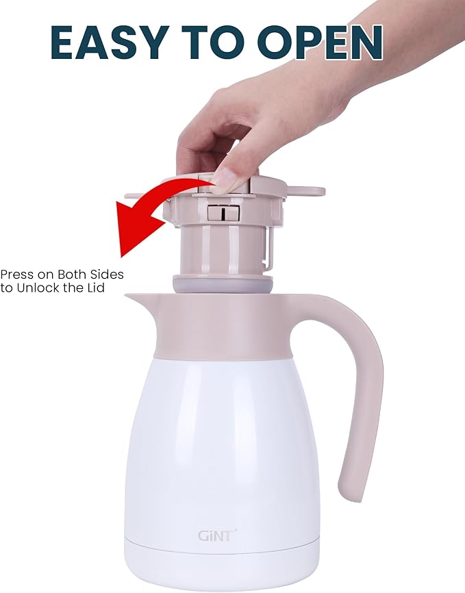 GiNT 1L / 34Oz Thermal Coffee Carafe, Insulated Stainless Steel Coffee Carafes