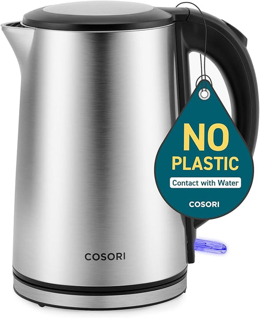 Cosori Electric Kettle, No Plastic Inner Lid, Filter & Spout, Stainless Steel