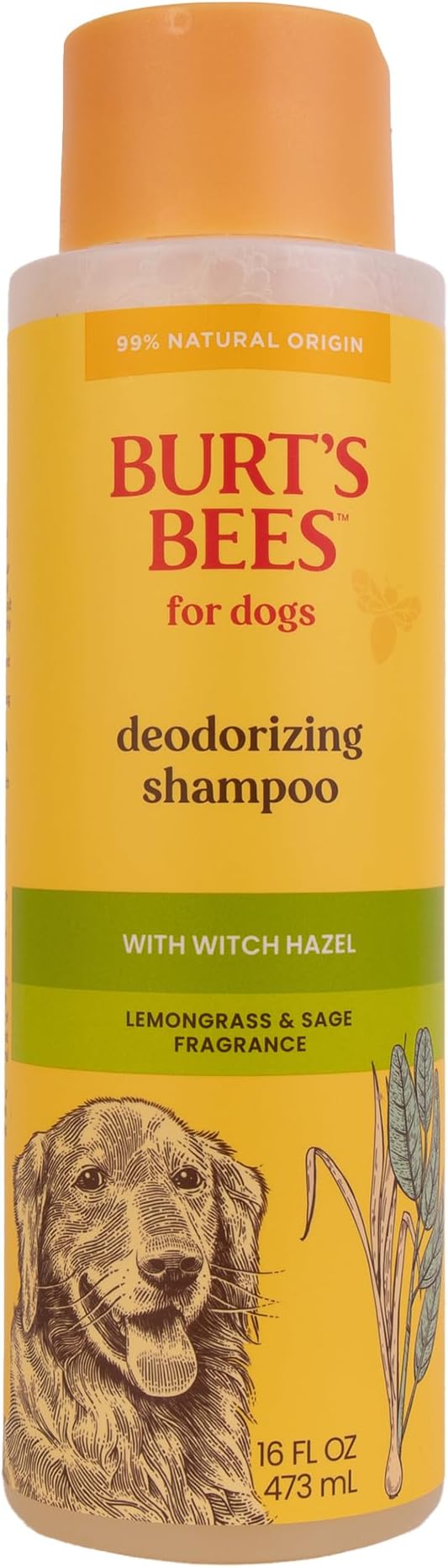Burt's Bees for Pets Deodorizing Dog Shampoo with Witch Hazel, 95% Natural Origin Formulas, Dog Deodorizing Shampoo - Gentle for Smelly Dogs, 32 oz