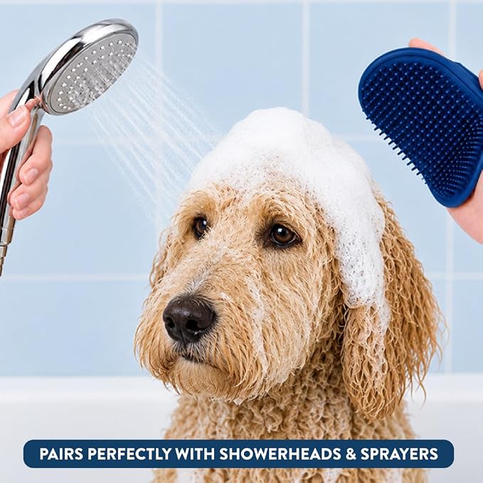 Bodhi Dog Shampoo Brush - Pet Grooming & Bath Supplies for Dogs and Cats - Bath Brush for Long & Short Hair - Premium Scrubber for Shower, Showerhead, Sprayer & Bathing (One Pack, Red)