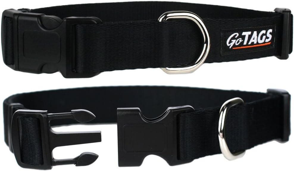 GoTags Dog Collars, Durable Solid Nylon Dog Collars in 5 Color Options and 4 Adjustable Sizes for Puppy and Dogs Extra Small, Small, Medium or Large