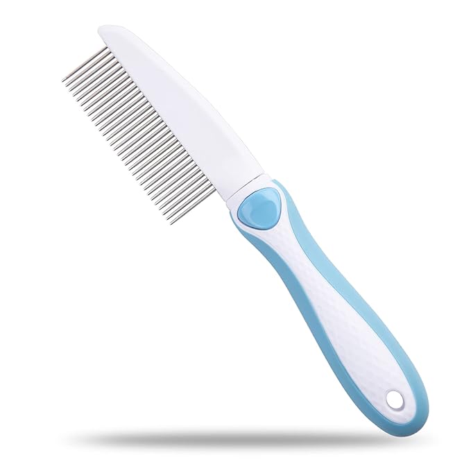 Professional Stainless Steel Grooming Comb for Dogs & Cats - Detangler for Long/Curly Hair, Removes Tough Mats, Knots & Tangles - Pain-Free Undercoat Deshedding Tool for DIY Pet Grooming