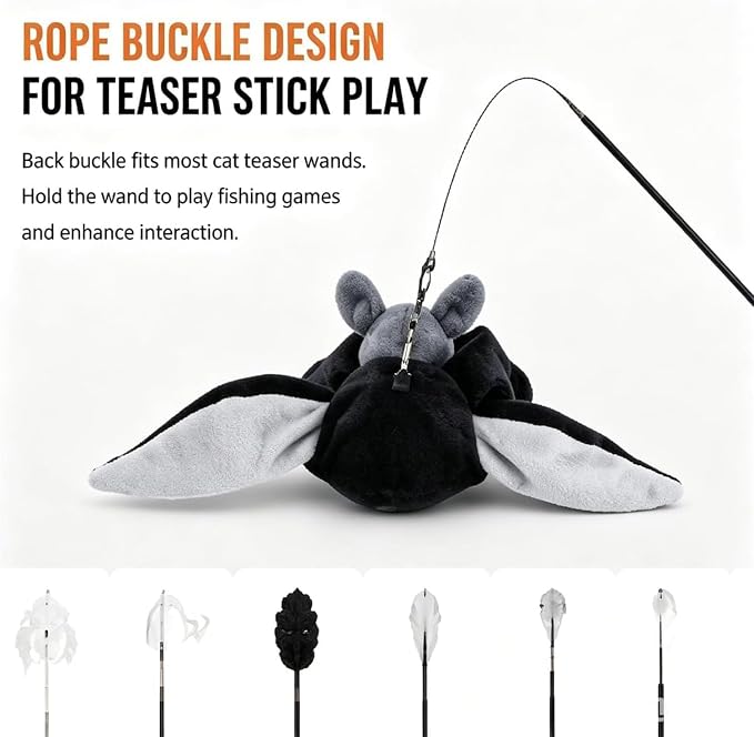 Flying Bat Dog Toy, 2026 New Flying Bat Toy for Dogs, Flapping Wings Interactive Pet Toy with Chirping Engages Cats and Dogs, Detachable USB Rechargeable, Hanging and Ground Play ，Bird：2PCS