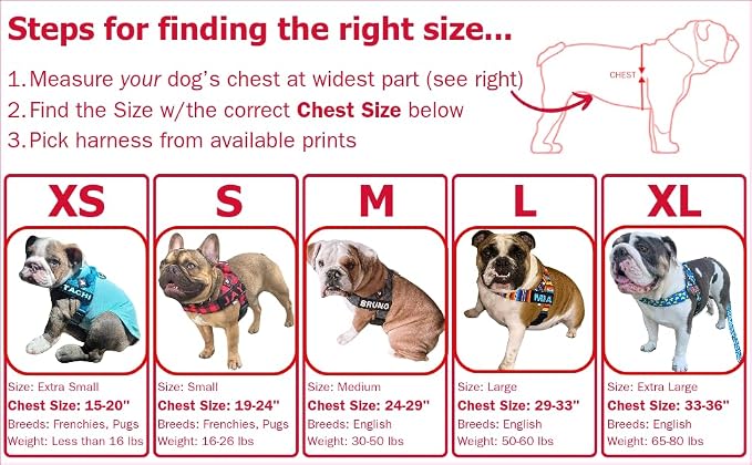 Adjustable Dog Harness– No Pull, No Choke – for English Bulldogs, French Bulldogs, Pugs & Broad-Chested Breeds – Easy, Safe Walks (Check, Small)