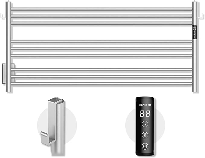 K&KALONZO Towel Warmer for Bathroom, Wall-Mounted 9-Bar Heated Towel Rack