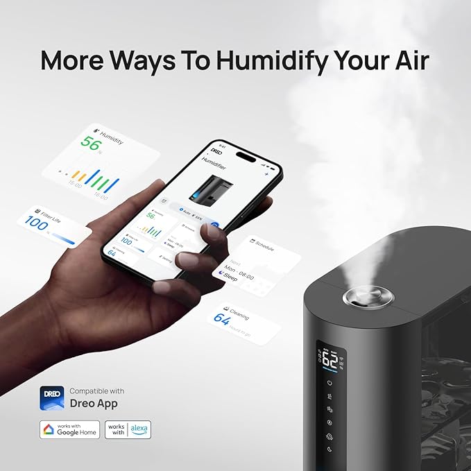 DREO 6L Humidifiers for Bedroom, Smart Warm & Cool Mist for Large Room