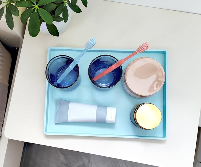 Blue Serving Tray (11.8 x 8.7 inch) for Serving Accessory, Spa, Coffee, Drinks, Wine, Tea, Bar, Party, Seasoning, Perfume and Display Use.