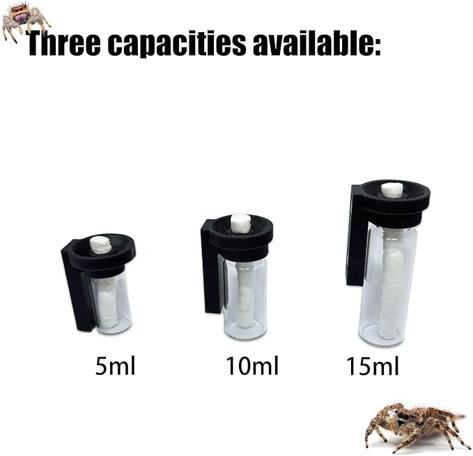 Jumping Spider Water Dispenser, Magnetic Hanging Feeder,Suitable for Jumping Spiders,Tarantulas, Praying Mantises,Arboreal Animals, and Other Small Animal Enclosure Accessories (Black, 10ML)