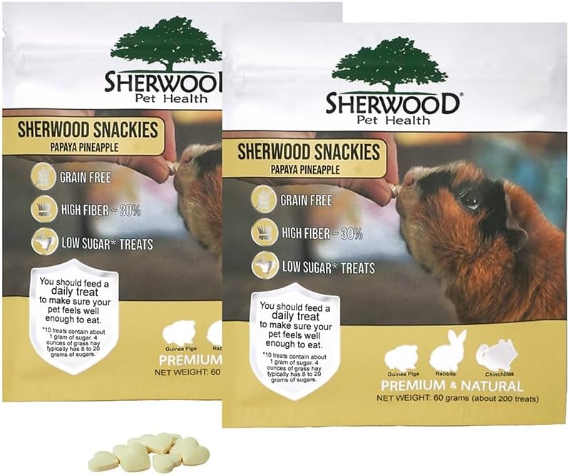 Sherwood Pet Health Snackies for Chinchillas, Rabbits & Guinea Pigs, Grain-Free, Real Fruit, Low Sugar and High in Fiber Treats in Multiple Flavors