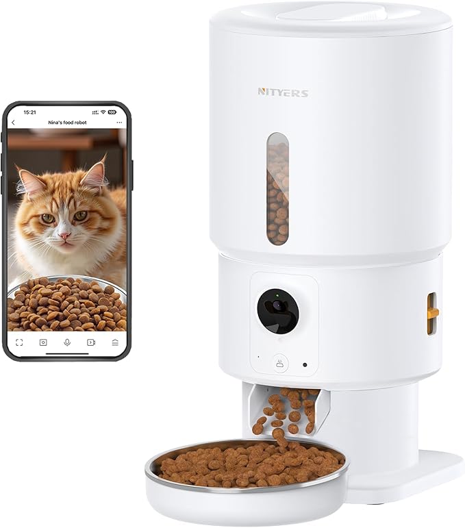 Automatic Cat Feeder with Camera - 5G WiFi Timed Cat Food Dispenser