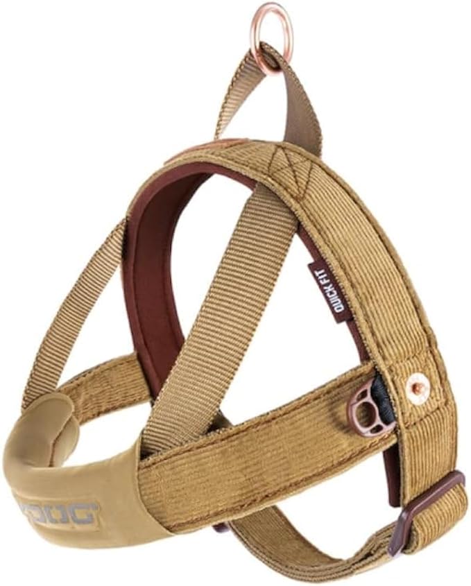 EzyDog Quick Fit Dog Harness, Soft Neoprene Padding - X-Small, Corduroy | Fast One-Click Buckle, Adjustable Fit, Strong Reinforced Materials, Reflective Stitching, No Pull Dog Harness, Easy Walking