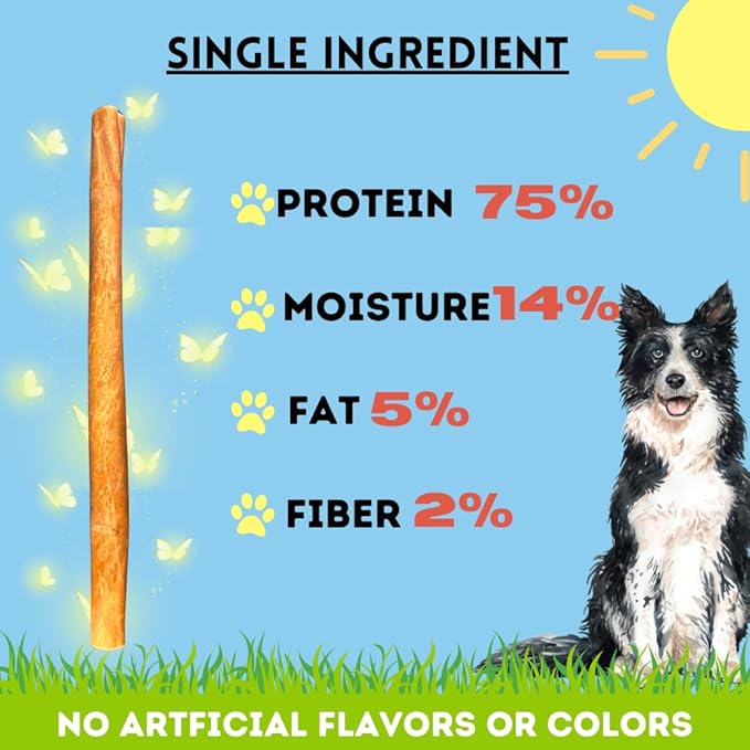 BULLYSTICKS & MORE 12 Inch Beef Collagen Sticks for Dogs (Regular Size - 8 Count)- Bones for Dogs - No Hide Sticks Beef Cheek Rolls