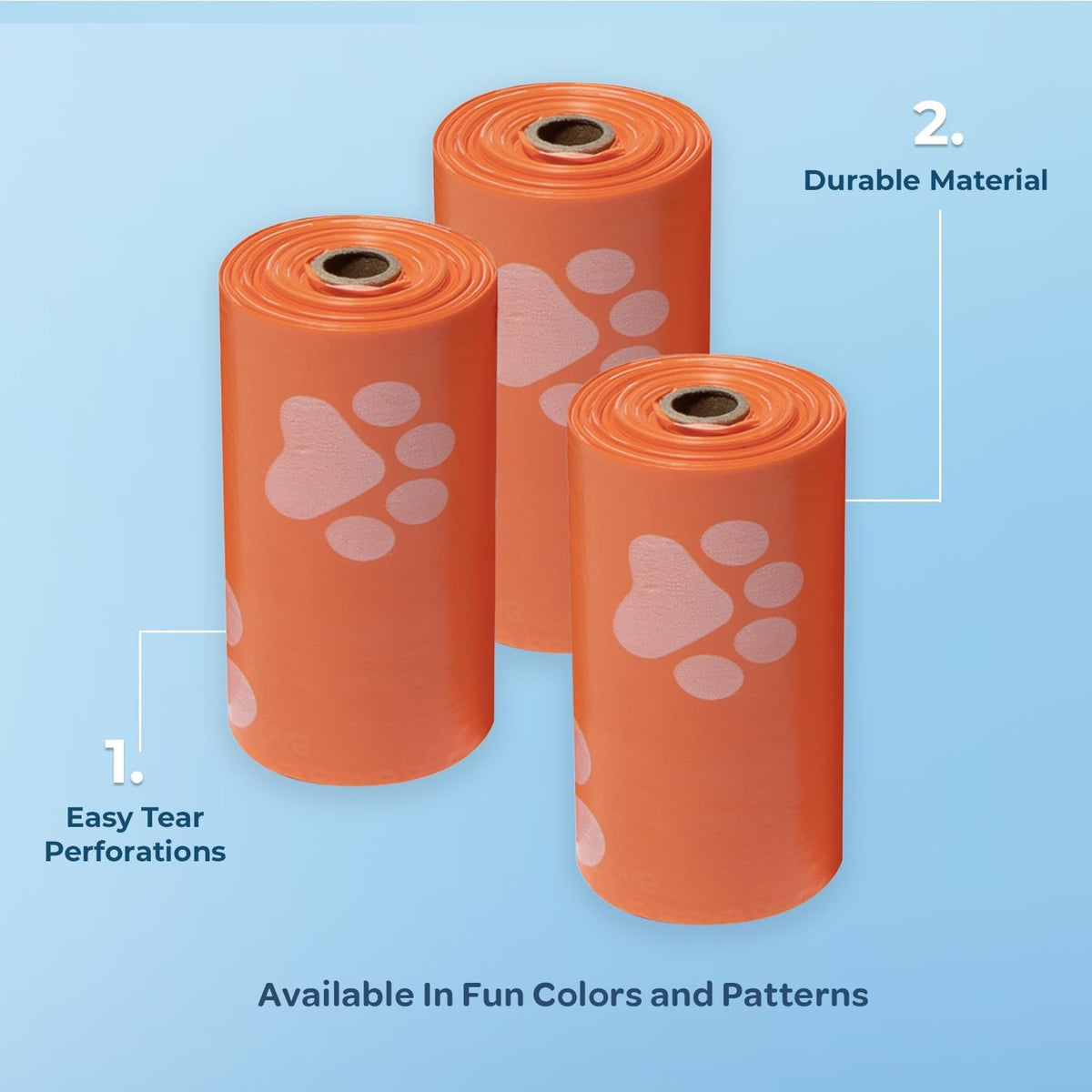 Best Pet Supplies Dog Poop Bags (240 Bags) for Waste Refuse Cleanup, Doggy Roll Replacements for Outdoor Puppy Walking and Travel, Leak Proof and Tear Resistant, Thick Plastic - Orange