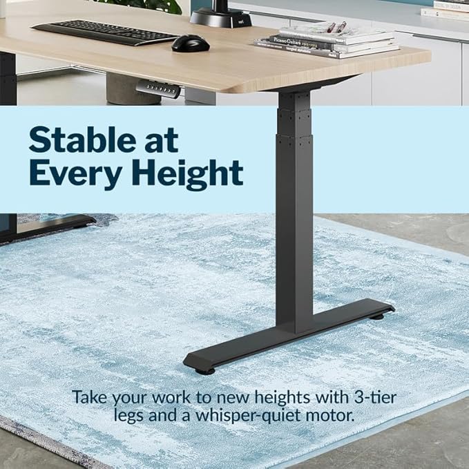Vari ComfortEdge 72x30 Inch Electric Standing Desk – Height Adjustable Large Office Sit Stand VariDesk with Sloped Edge, Memory Presets, 180 LB Capacity + Tool-Free Assembly (Light Wood)