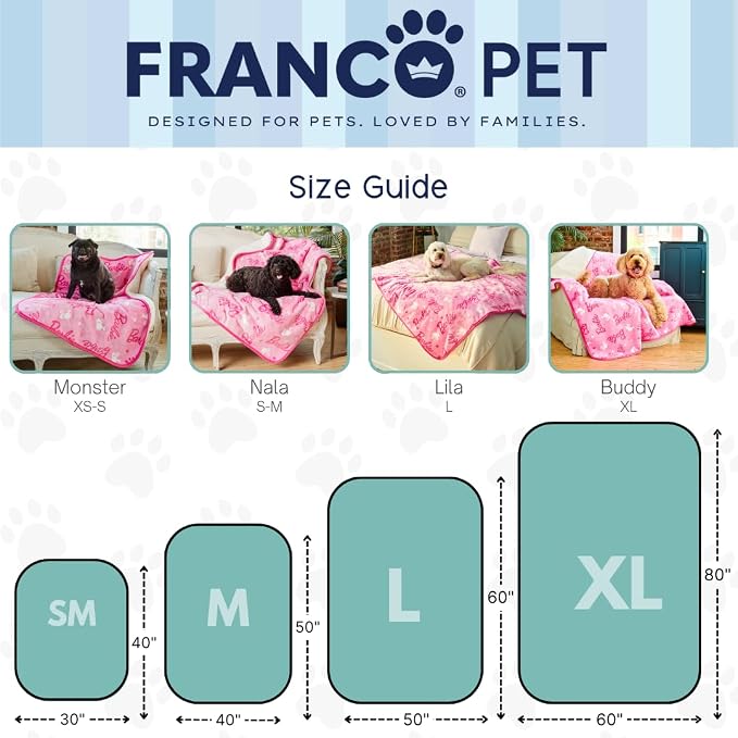 Barbie Waterproof Dog Bed Cover, XL 60x80 Pet Blanket for Furniture Bed Couch Sofa, (Officially Licensed) by Franco