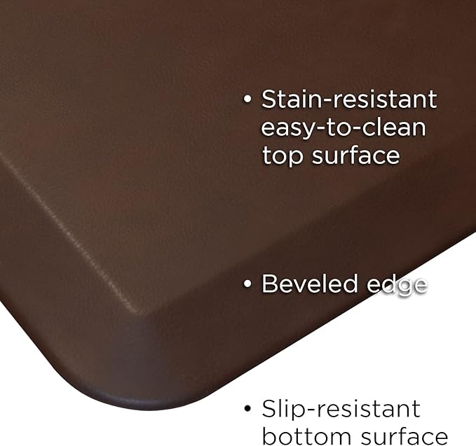 GelPro Anti-Fatigue Designer Comfort Kitchen Floor Mat, 20x32”, Leather Grain Truffle Stain Resistant Surface with 3/4” Thick Ergo-Foam Core for Health and Wellness