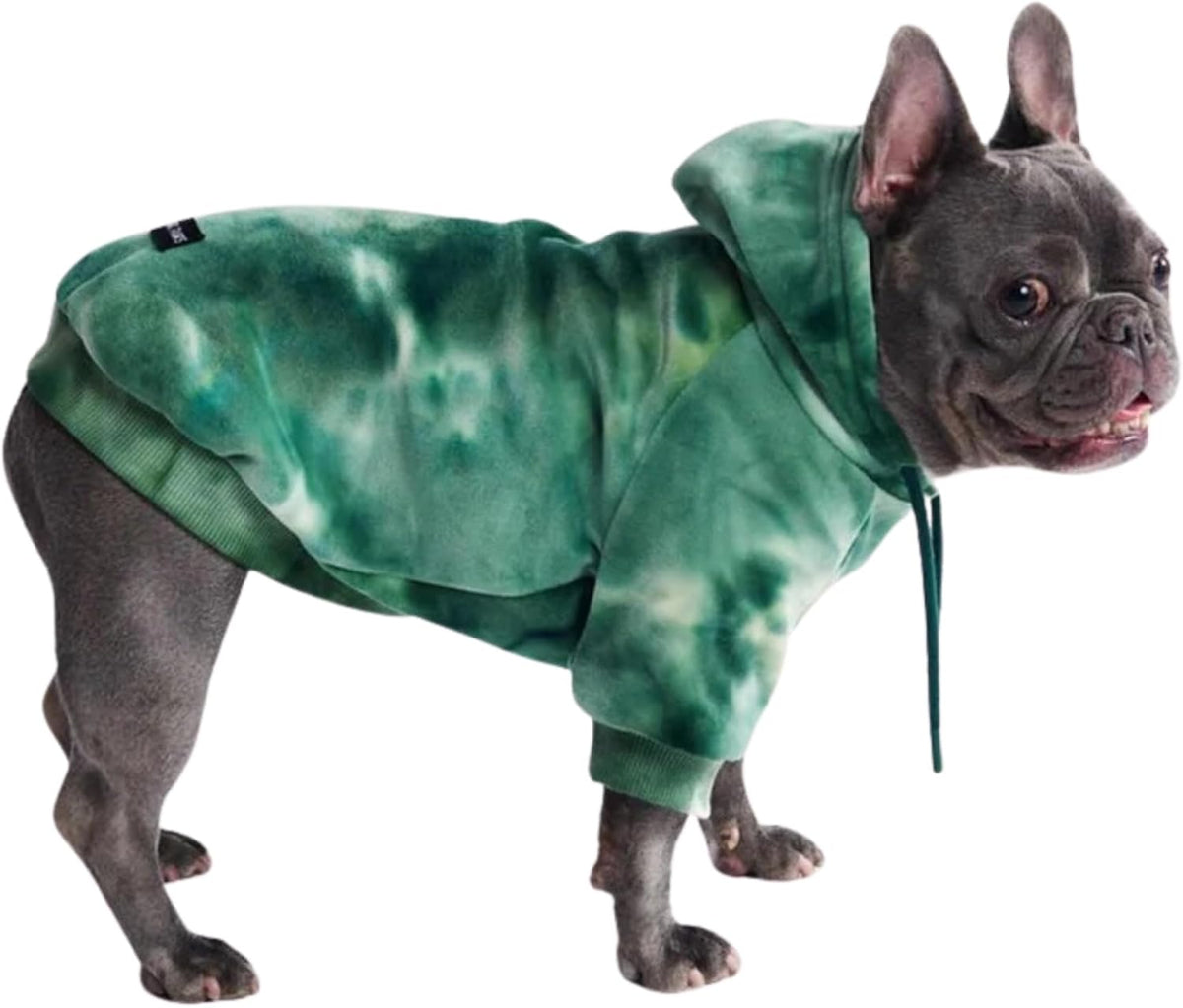 Spark Paws Dog Hoodie – Premium Dog Sweater for Small, Medium, and Large Dogs | Warm Outfits for French Bulldogs, Pitbull, Puppy, Winter Jacket Alternative -Green Skydye, M