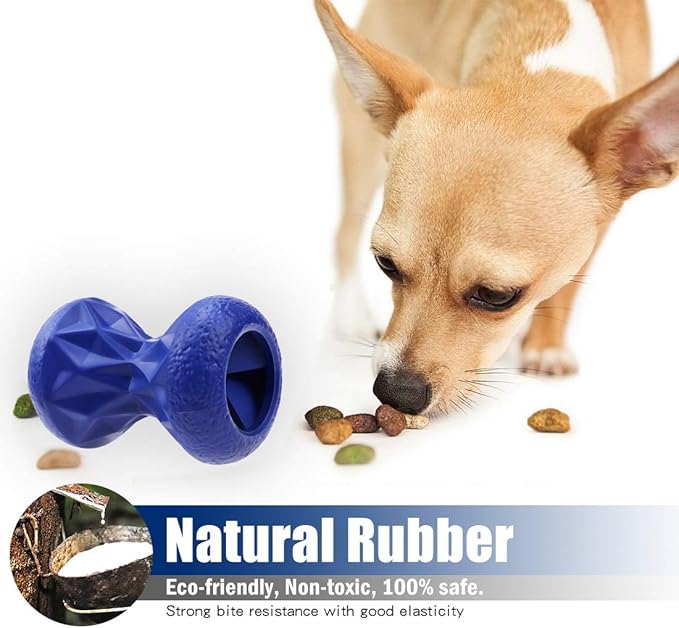 Rubber Dog Toys Treat Dispensing - Super Tough Treat Toys for Aggressive chewers Large Breed Durable Dog Toys IQ Training (Blue)