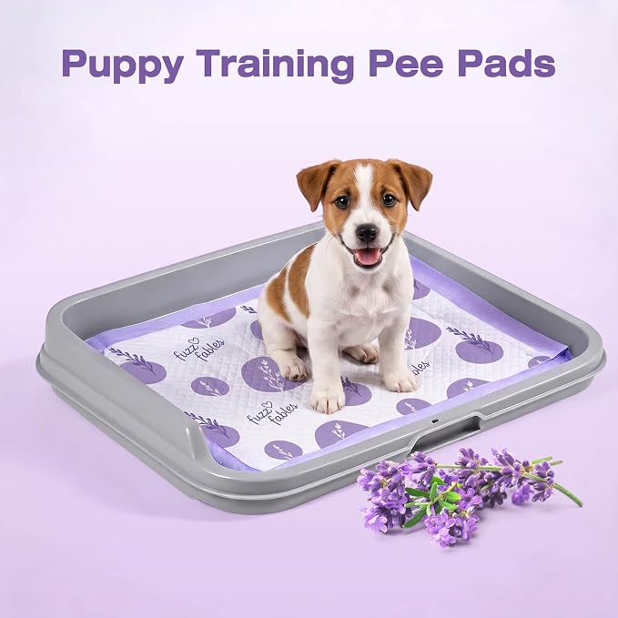 Lavender Puppy Pads-24"x 24", 50 Count Disposable Dog Pee Pads | 6-Layer Super Absorbent Quick Dry Leakproof Dog Pads with Adhesive Tabs, Odor Control Pee Pads for Dog Indoor Crate Training