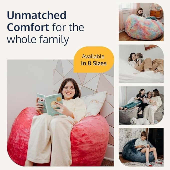 Ultimate Sack 3000 3-Foot Bean Bag Chair, Cloud Suede Cover – Oversized Foam Lounger, Floor Seat, Small Sofa, or Couch Bed for Living Area, Gaming Room, or Reading Lounge
