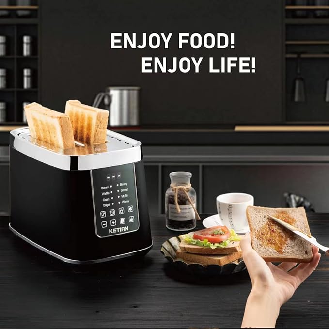 Smart Toaster Touchscreen, KETIAN Automatic Electric Digital Toaster 2 Slice