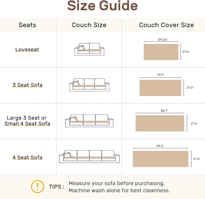 Couch Cover for Dogs, Washable Non Slip Sofa Covers for 4 Cushion Couch Pet Friendly Fuzzy Sofa Protector&Bed Mat for Pets (27.6"x94.49" Beige)