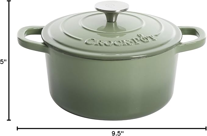 Crock Pot Artisan 5 Quart Enameled Cast Iron Round Dutch Oven