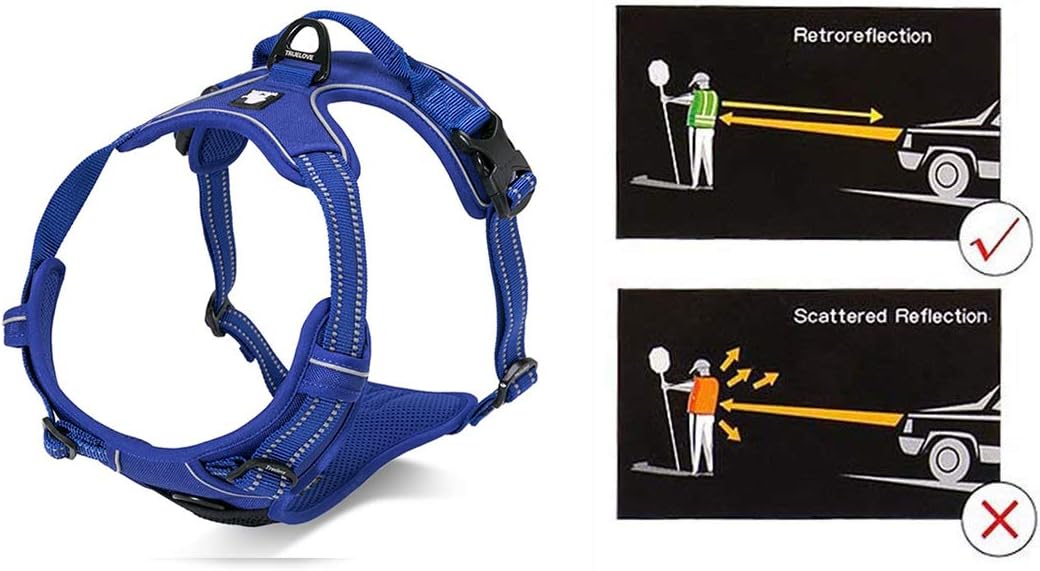 Truelove No Pull Dog Harness with Easy Control Handle and 2 Leash Attachments,Reflective Adjustable Pet Vest