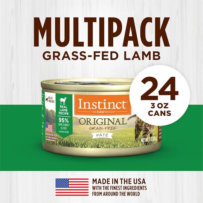 Instinct Original Pate Wet Cat Food, Grain Free Recipe - Real Lamb, 3 Ounce (Pack of 24)