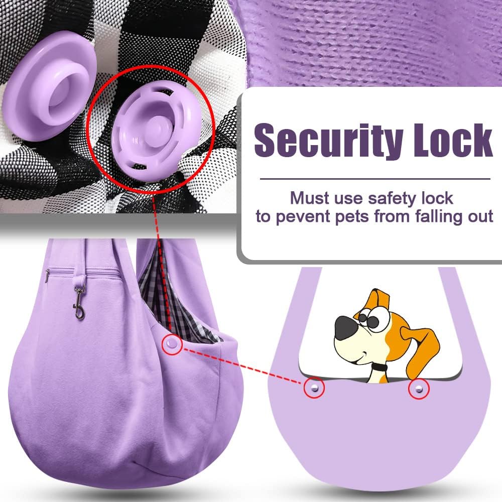 Tomkas Small Dog Sling Carrier - Zipper Pocket & Adjustable Strap - for 3-10 lbs Pets(Light Purple)