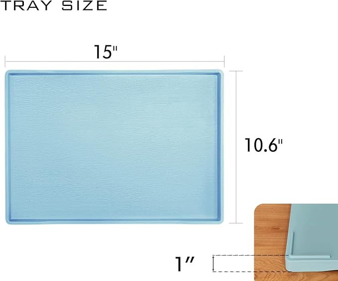 Blue Serving Tray (15 x 10.6 inch), Laegr Tray for Serving Accessory, Spa, Coffee, Drinks, Tea, Bar, Party, Seasoning, Perfume and Display Use.