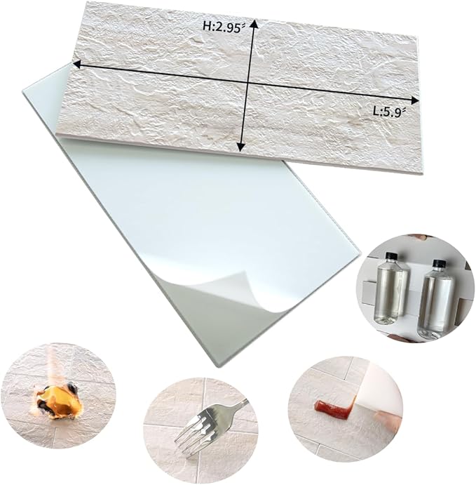 AULIGET 100-Piece Beige Slate Peel and Stick Backsplash Wall Tiles, Laundry Room