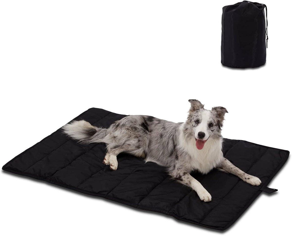 BDEUS 43x25In Large Size Outdoor Dog Bed, Waterproof & Portable Camping Travel Pet Mat, Easy to Clean, Washable Odor Resistant Pet Cooling Pad (Black)