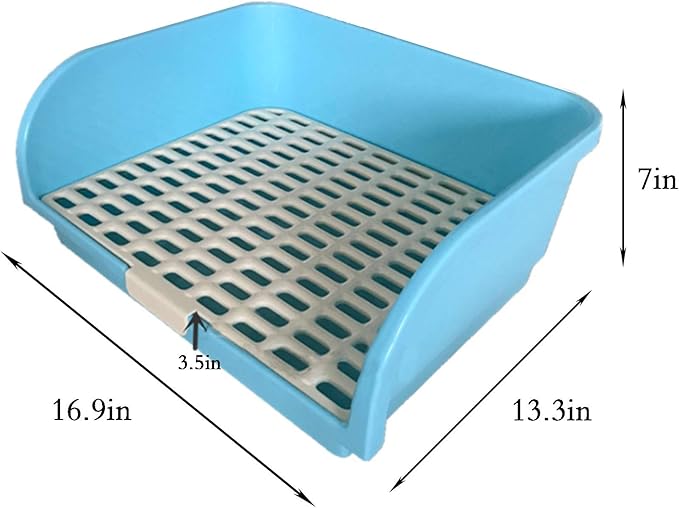 Hamiledyi Large Rabbit Litter Box Corner Bedding Box Chinchilla Toilet Trainer Square Potty Pet Pan for Adult Guinea Pig, Galesaur.Ferret and Other Animals Blue