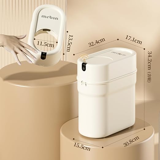 MRBIN Slim Pull Out Automatic Bagging Bathroom Trash Can, 10L/2.6gal Touchless