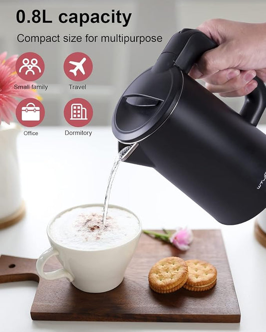 0.8L Electric Kettle Stainless Steel, 800 Watts Small Electric Kettle 27 Ounce