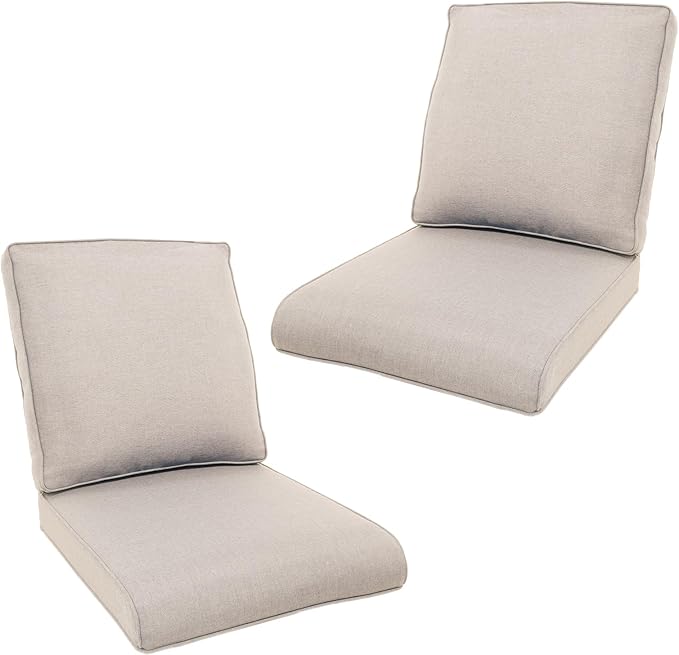 Outdoor Chair Cushions- 22 X 25 Inch High Density Sponge Patio Cushions Deep Seat Patio Furniture Cushions for Chair Sofa Couch-Beige/4 Piece
