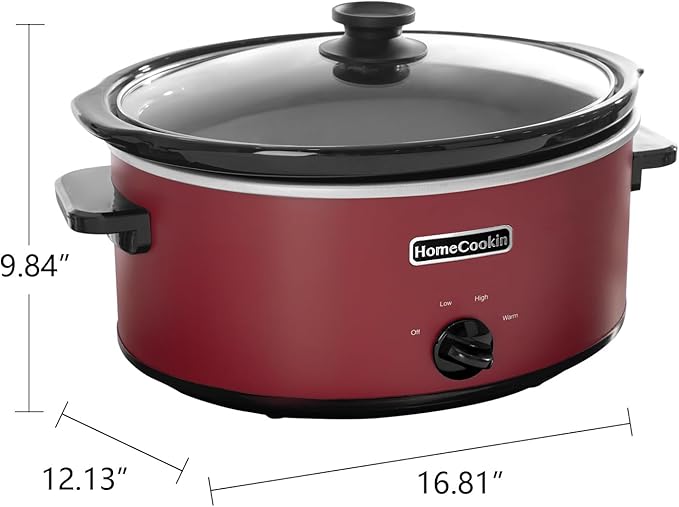 HOMECOOKIN 8 Quart Slow Cooker Oval Manual Pot Food Warmer