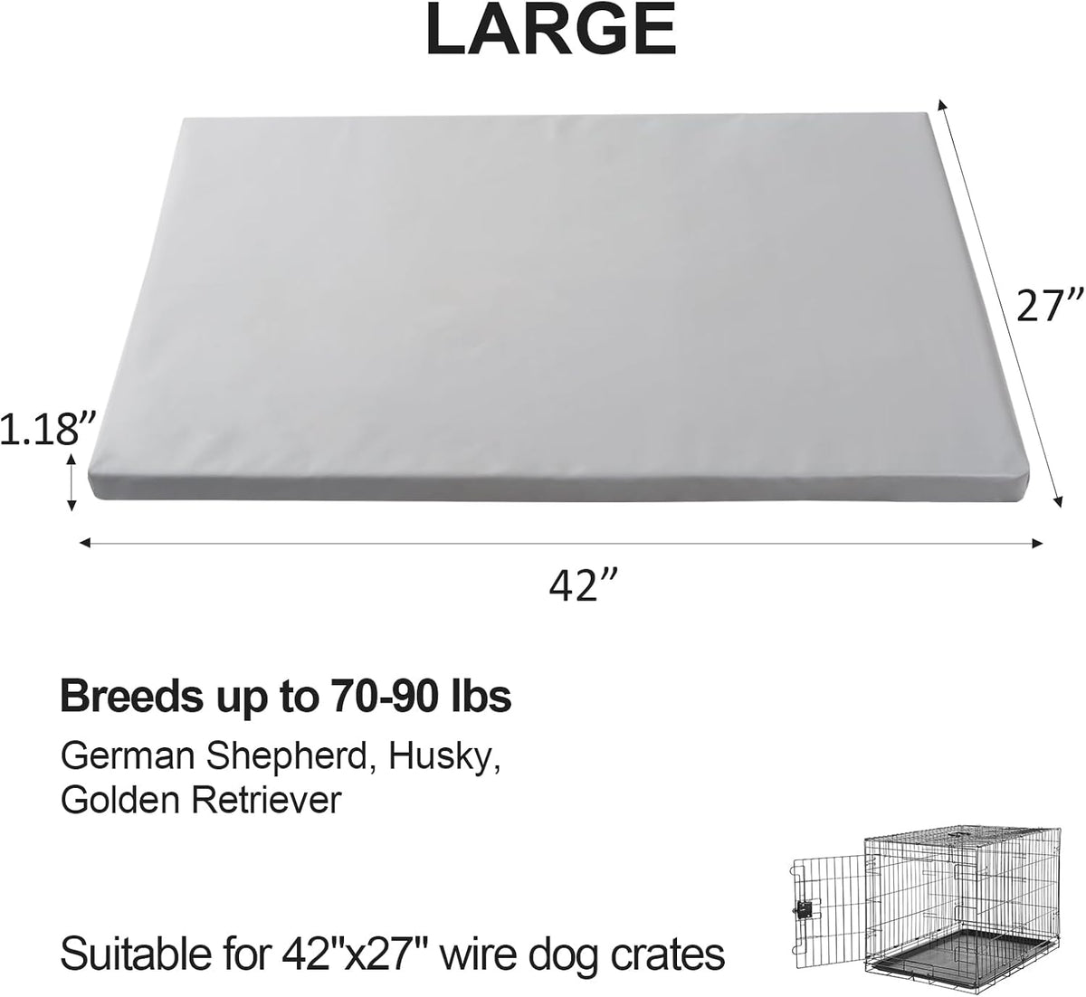 Dog Mat,27"x 42"Dogs Crate Pad,Indoor Non-Slip & Waterproof Dog Mat,Easy Wipe Clean in Seconds，Sleeping for Floor,Car,Sofa,Crate