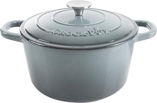 Crock Pot Artisan 5-Quart Round Enameled Cast Iron Dutch Oven – Slate Gray
