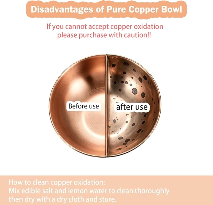 99.99% Pure Copper Pet Bowl, 5-Inch Copper Dog Bowl. This is A Small Copper Bowl Suitable for Small Household Pets. (1)