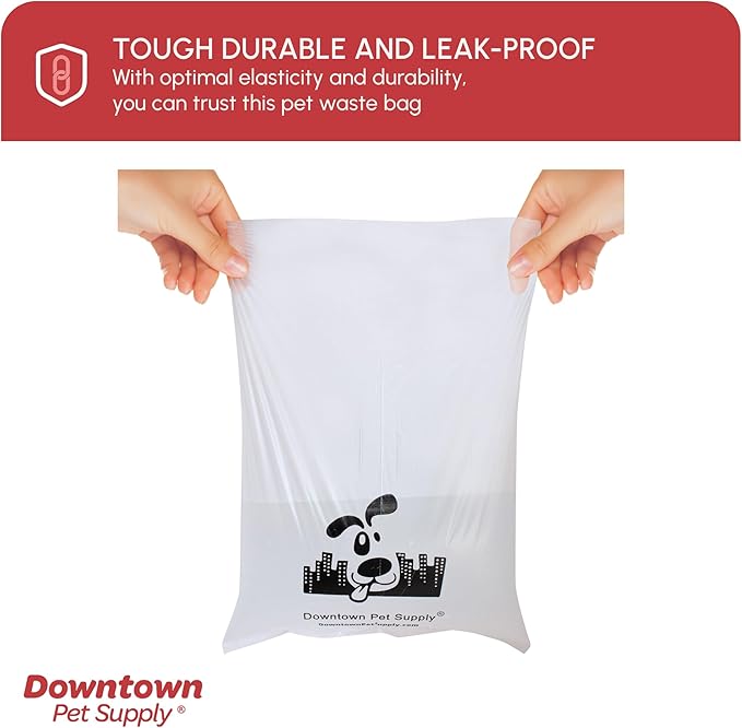 Downtown Pet Supply Unscented Poop Bags for Dogs with Dispenser, 180 Count - Leak-Proof Dog Waste Bags and Bone-Shaped Dog Poop Bags Holder for Leash - Pastel Rainbow, 12.5" x 8.5"