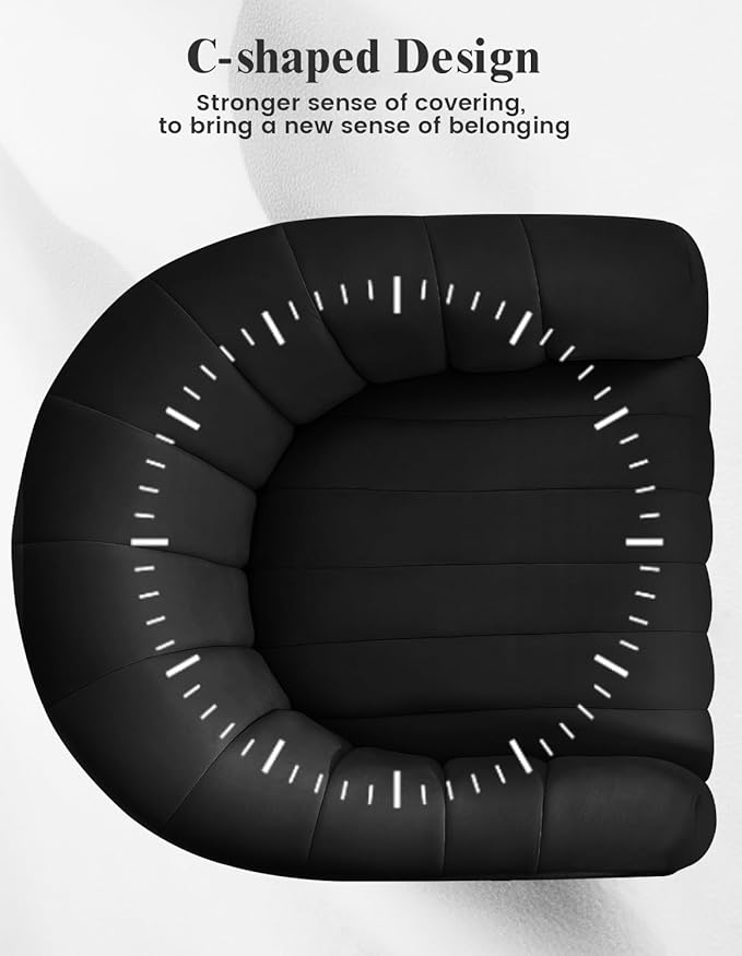 Kromax Swivel Accent Chair with Armrest, Mid Century 360 Degree Swivel Barrel Chair Overstuffed Tufted Velvet, Ideal for Living Room, Bedroom, Reading Room, Black