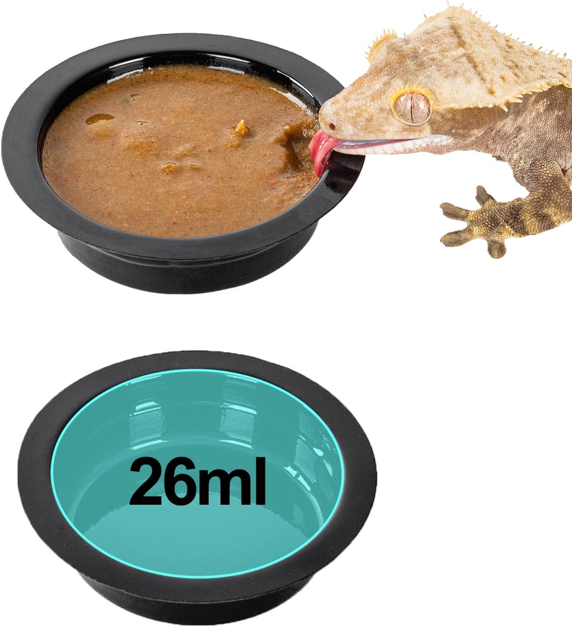 WACOOL Magnetic Reptile Ledge, Acrylic Gecko Feeding Ledge with 6PCS Cups, Reptile Food Water Feeder Dish for Geckos Iguana Chameleon Pets (Cups)