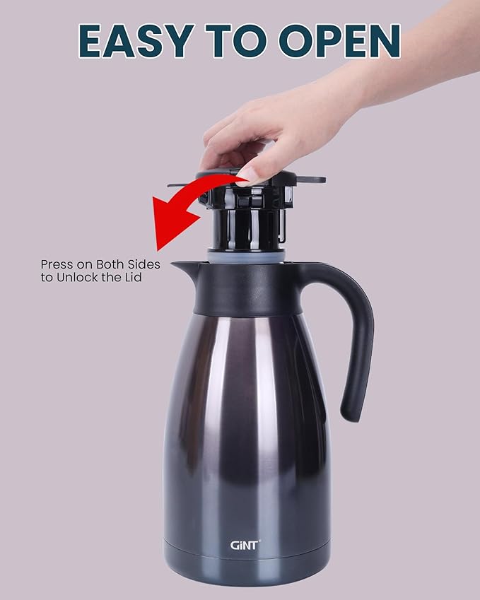 GiNT 2.2L / 74Oz Thermal Coffee Carafe, Insulated Stainless Steel Coffee Carafes