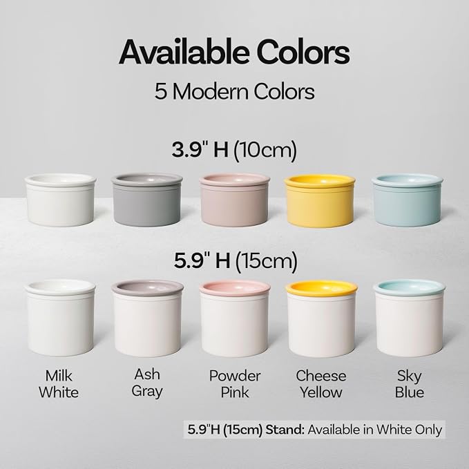 Hello Bowl Elevated Ceramic Cat Bowl with Stand, Raised Whisker-Friendly Feeding Bowl for Cats & Small Dogs, Patented Design, Made in Korea (3.9" H - White, Square/Dry)