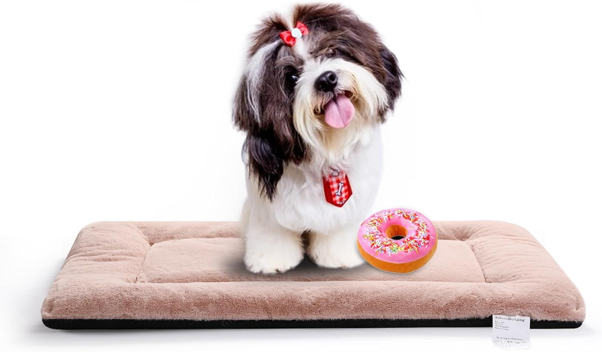 Dog Beds Crate Pad for Small Dogs Ultra Soft Dog Crate Bed Washable & Anti-Slip Kennel Pad for Dogs Cozy Sleeping Mat,Pink 24inch