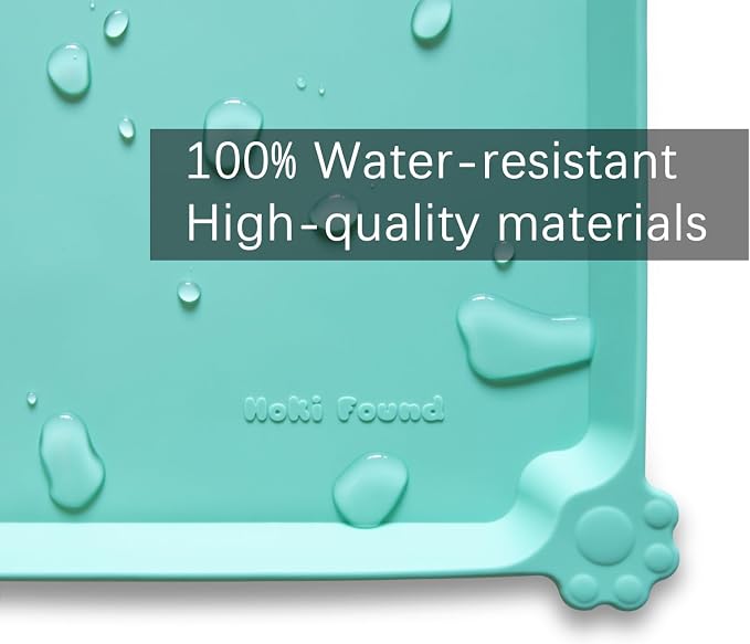 Hoki Found Silicone Pet Food Mats - Non Slip Cat & Dog Bowl Placemats - Waterproof Pet Feeding Mats - Cool Mint